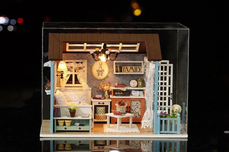 DIY House See Land Time Music Box Cabin with Dust Cover Building Assembly Christmas Gift