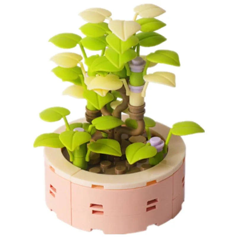 DIY MOC Potted Plants Succulents Cactus Gypsophila Bonsai Tree Gardens Romantic Building Blocks Model Bricks Kids Sets Kits Toys