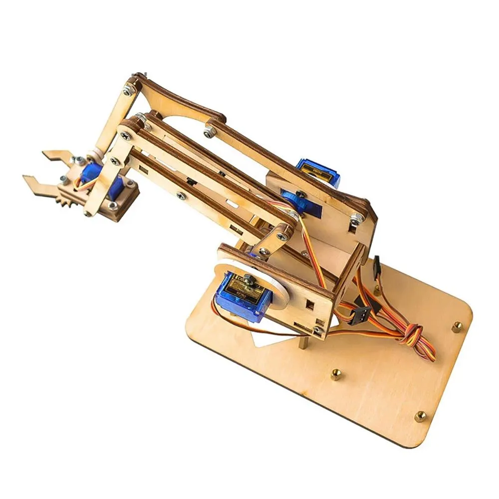 DIY Wooden Kit 4 DOF Robot Manipulator Arm Mechanical Arm Clamp Claw Kit (non-including Servo and board)