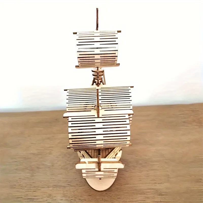 DIY Wooden Ship Puzzle Mechanical Toy Building Game Ornament