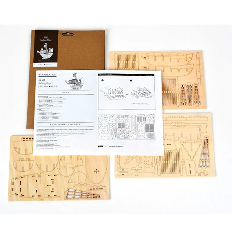 DIY Wooden Ship Puzzle Mechanical Toy Building Game Ornament