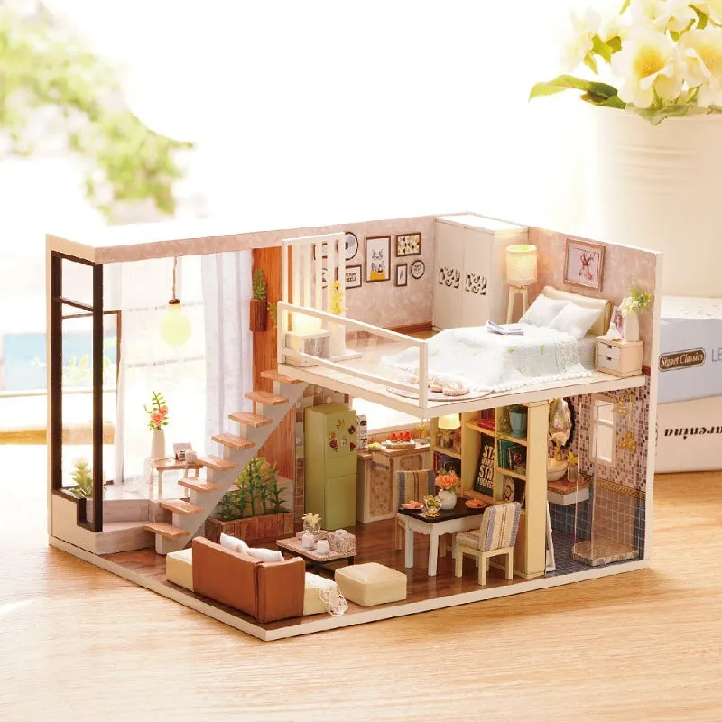 Dollhouse Miniature with Furniture, DIY Dollhouse Kit Plus Dust Proof and Music Movement,