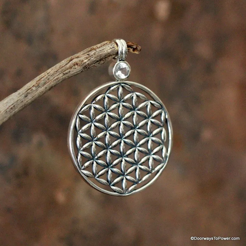 Flower of Life Pendant w/ Danburite .925 SS