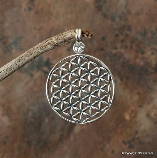 Flower of Life Pendant w/ Danburite .925 SS