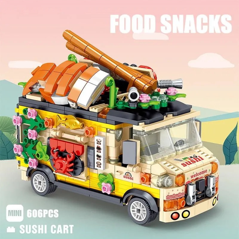 Foodie Micro Building Set Collection Burgers, Desserts, Sushi, and Food Trucks