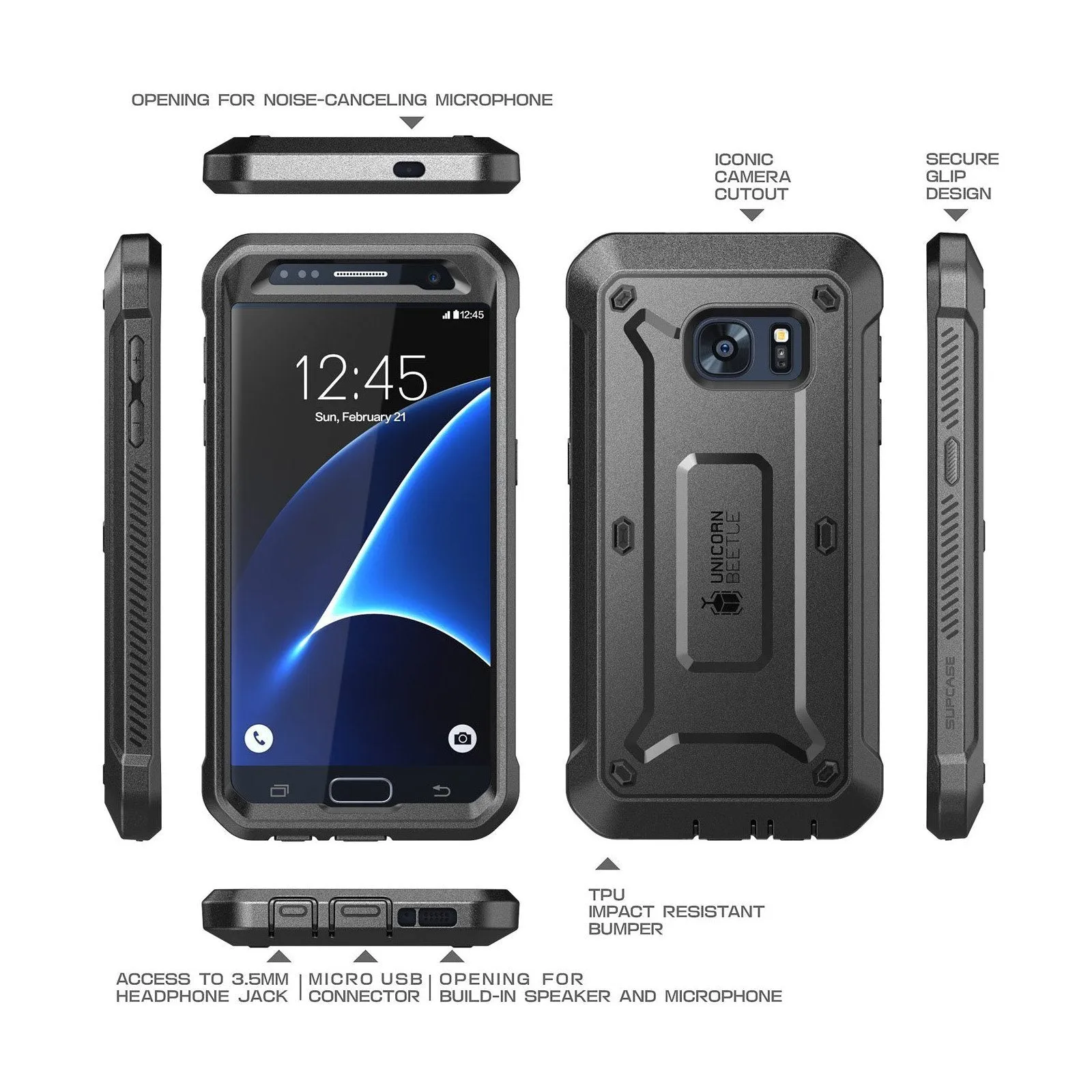 Galaxy S7 Unicorn Beetle Pro Full Body Rugged Holster Case(open box)-Black