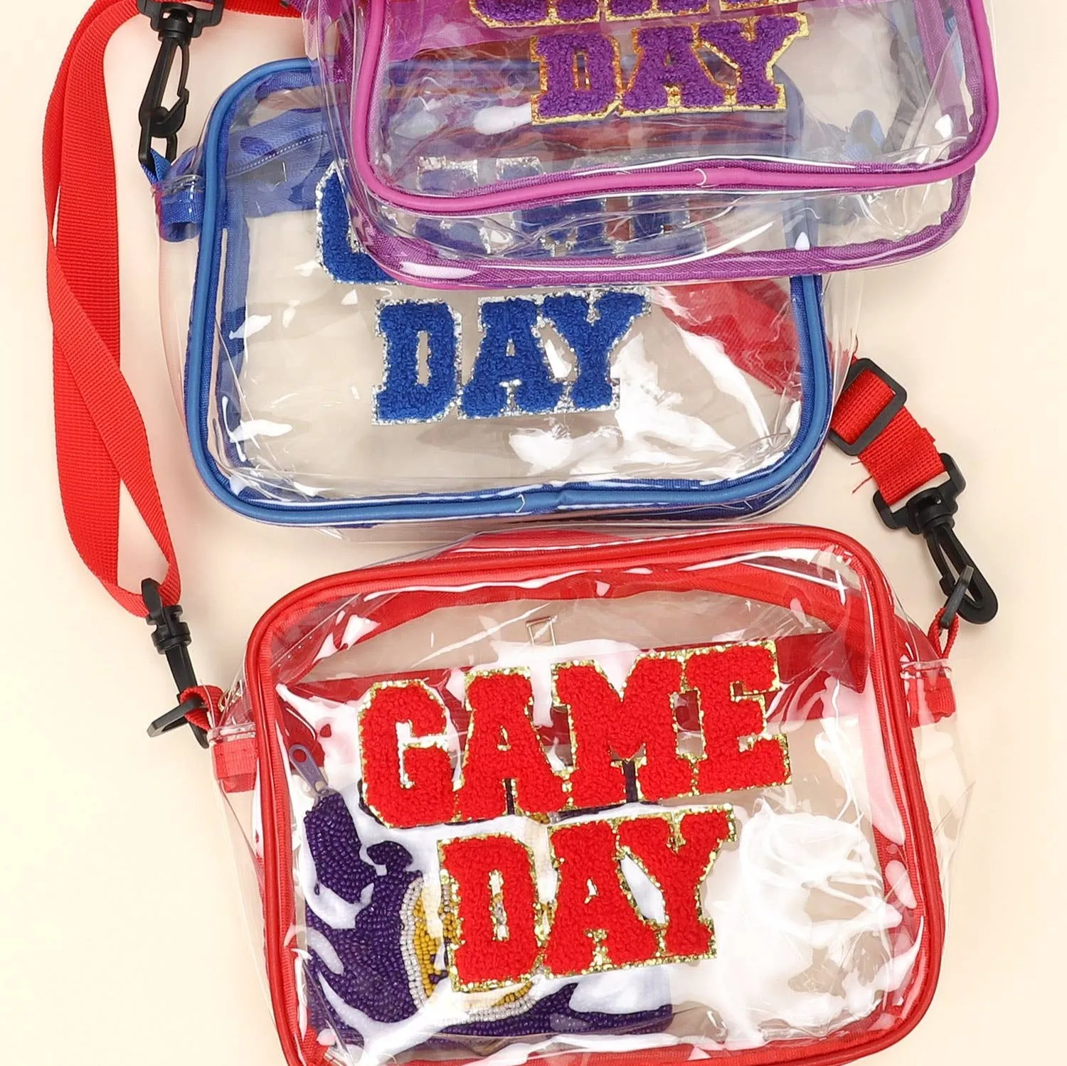 Game Day Clear Transparent Crossbody Bag : Red