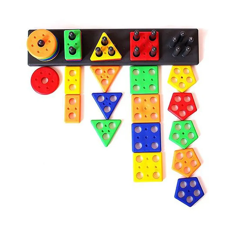 Geometric Shapes BPA Free Plastic Blocks - Multicolour - Duplicate