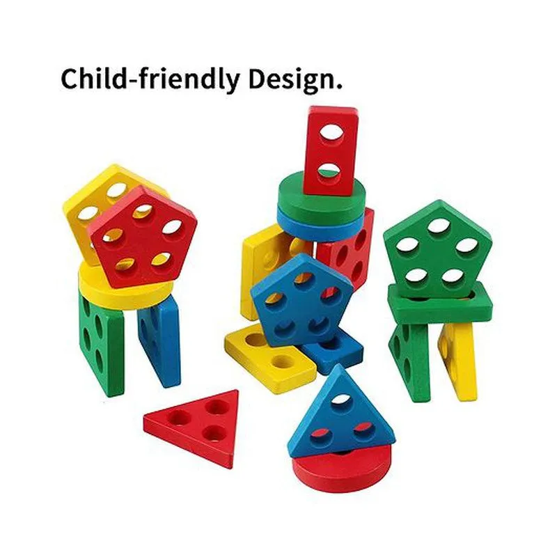 Geometric Shapes BPA Free Plastic Blocks - Multicolour - Duplicate