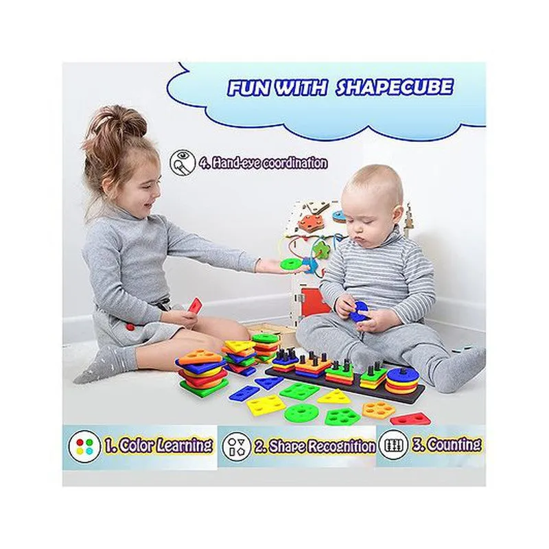 Geometric Shapes BPA Free Plastic Blocks - Multicolour - Duplicate