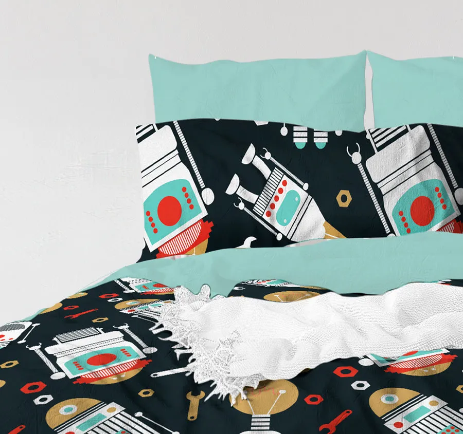 Glow Robo Quilt Cover Set Navy