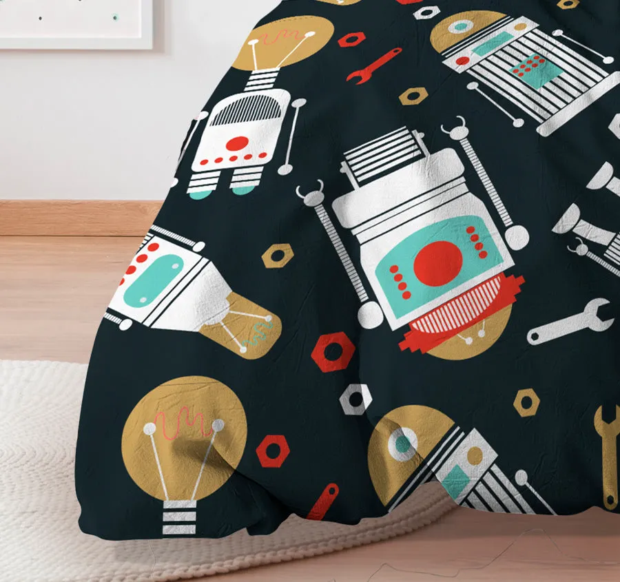 Glow Robo Quilt Cover Set Navy