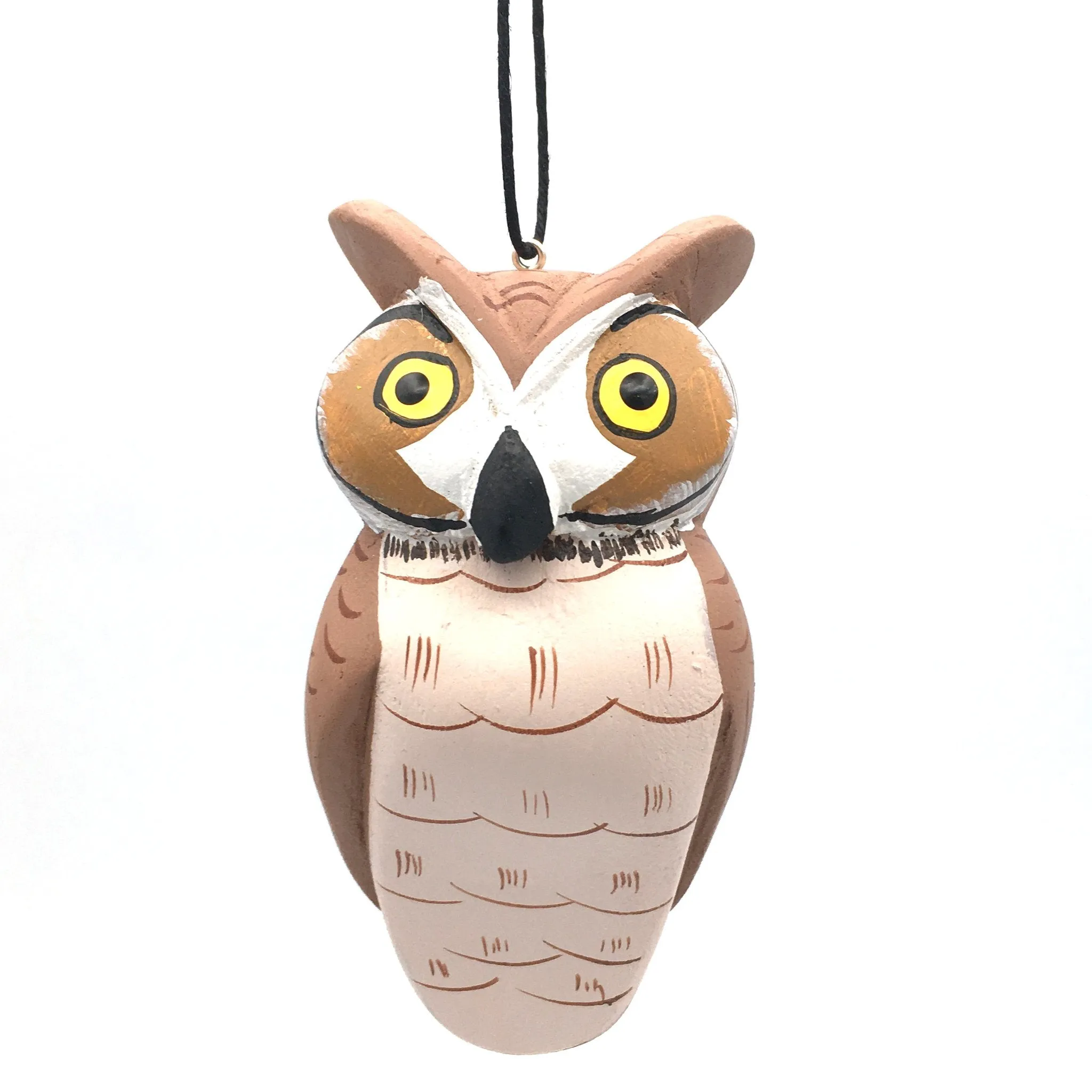 Hand-Carved Great Horned Owl Ornament