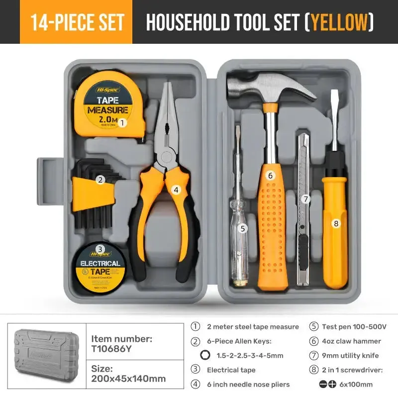 Hi-Spec Complete Tool Box Kit Household Hardware Hand Tool Set