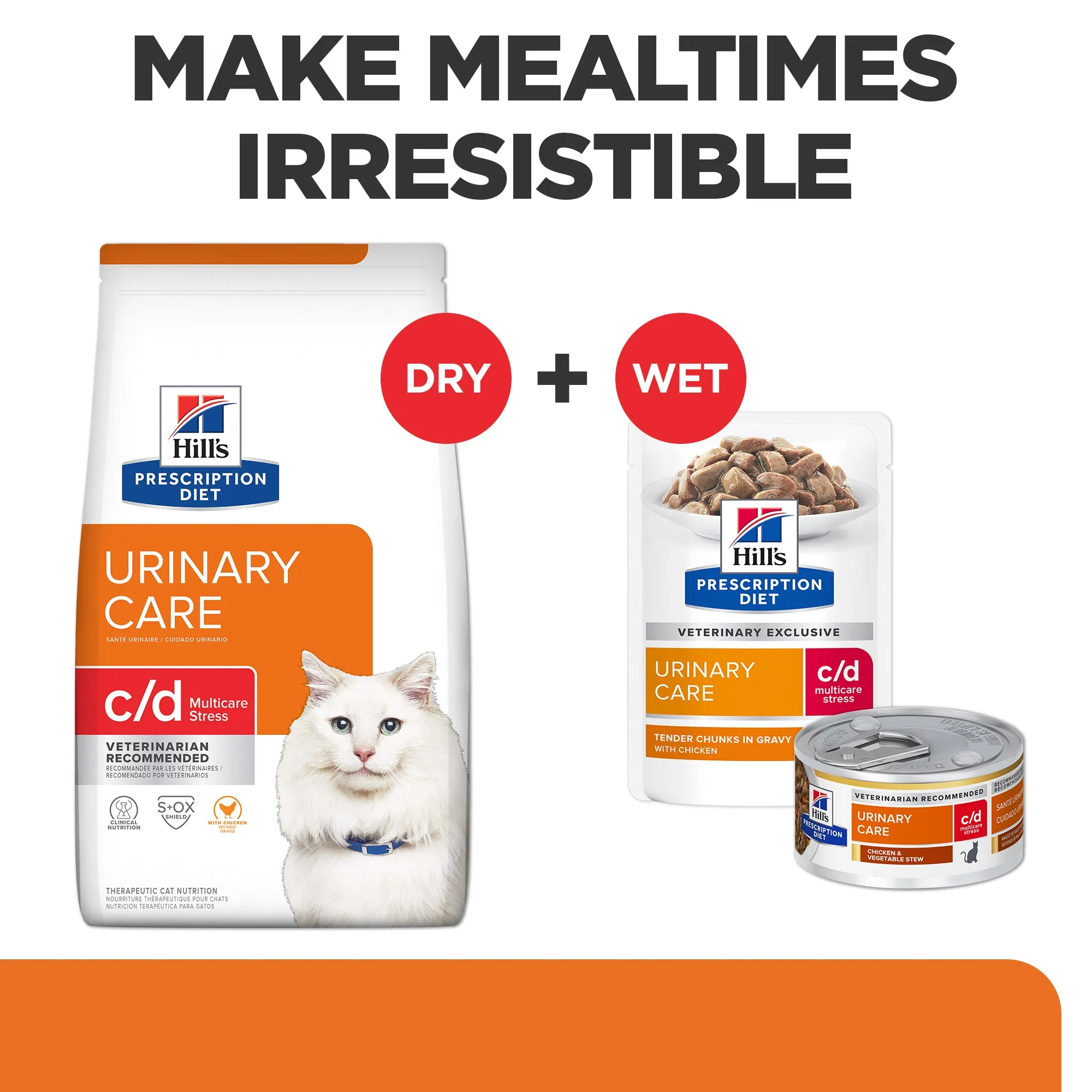 Hill's Prescription Diet c/d Multicare Stress Urinary Care Chicken & Vegetable Stew Canned Cat Food 82g x 24