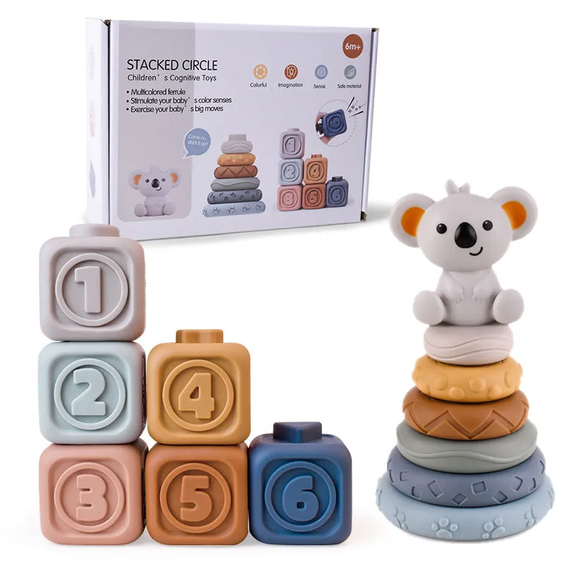 Infant Puzzle Building Blocks Cognitive Relief Square Soft Building Blocks Jenga Vinyl Building Blocks of Flexible Glue Toys