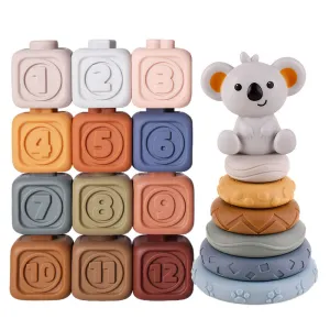 Infant Puzzle Building Blocks Cognitive Relief Square Soft Building Blocks Jenga Vinyl Building Blocks of Flexible Glue Toys