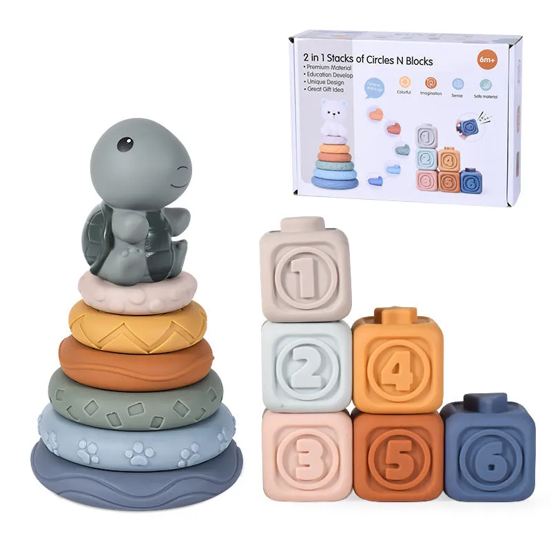 Infant Puzzle Building Blocks Cognitive Relief Square Soft Building Blocks Jenga Vinyl Building Blocks of Flexible Glue Toys