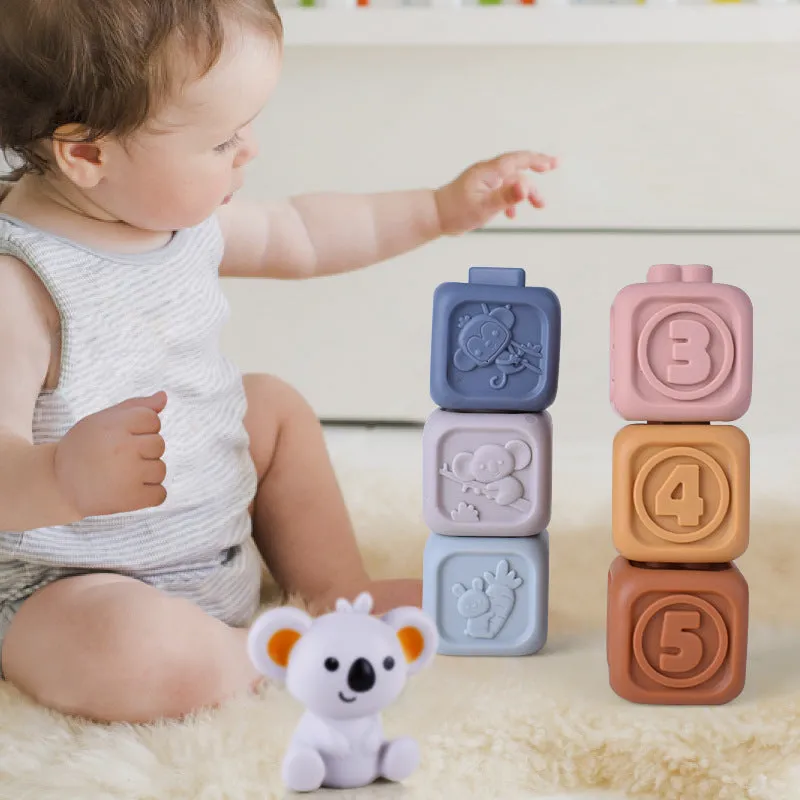 Infant Puzzle Building Blocks Cognitive Relief Square Soft Building Blocks Jenga Vinyl Building Blocks of Flexible Glue Toys