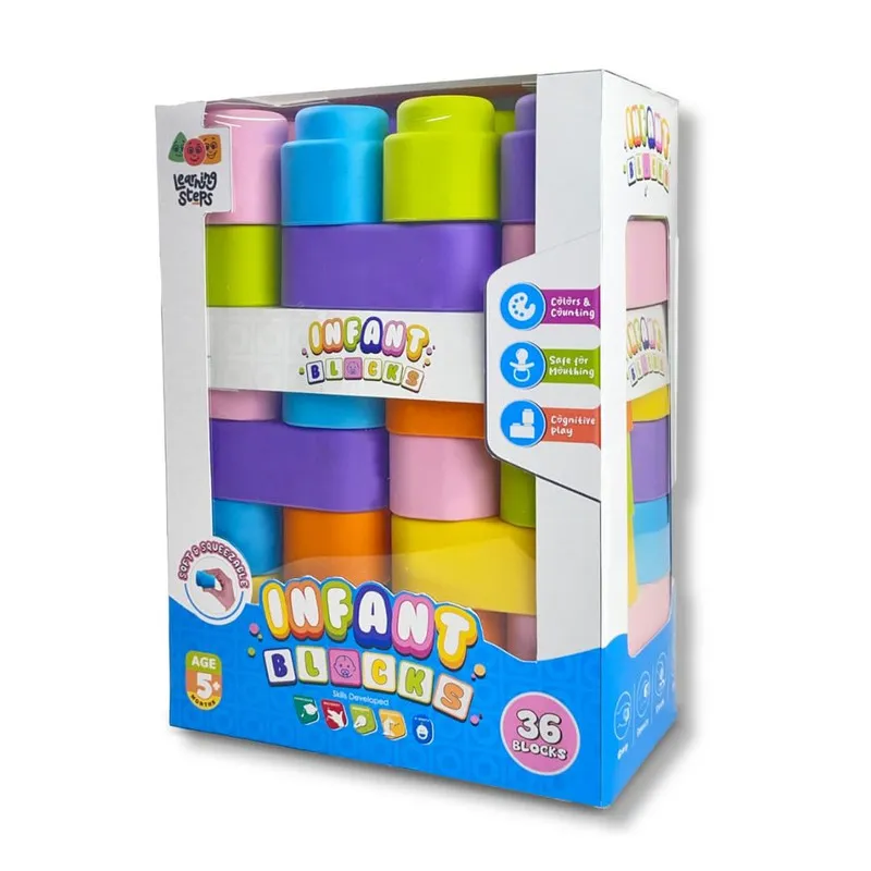 Infant Soft Building Blocks Set 4 - 36 Pieces (5 Months-1 Year)