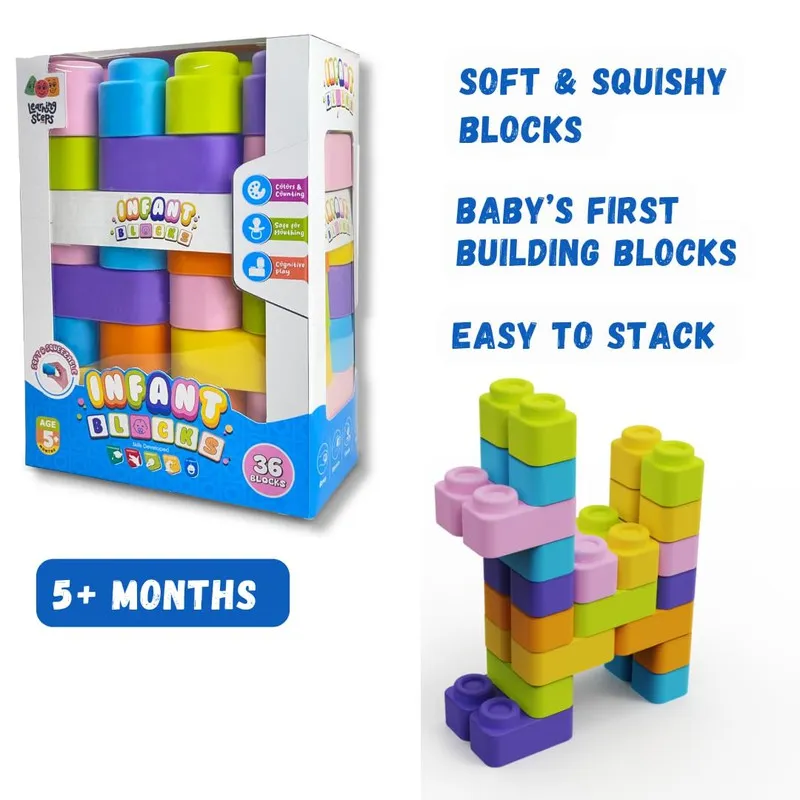 Infant Soft Building Blocks Set 4 - 36 Pieces (5 Months-1 Year)