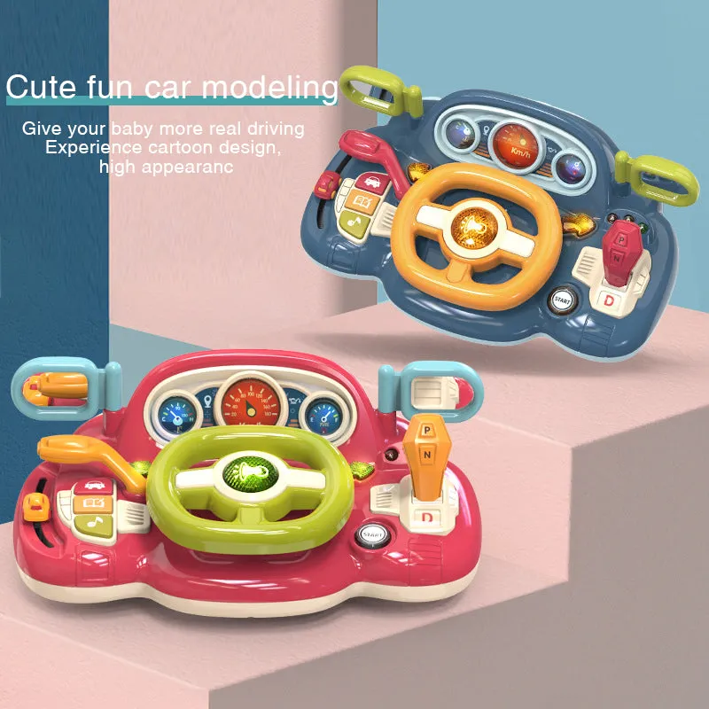 Kids Simulation Steering Wheel Toy Car Driving Toy with Music Light Pretend Driving Toy