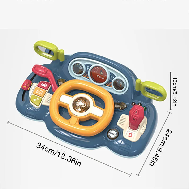 Kids Simulation Steering Wheel Toy Car Driving Toy with Music Light Pretend Driving Toy