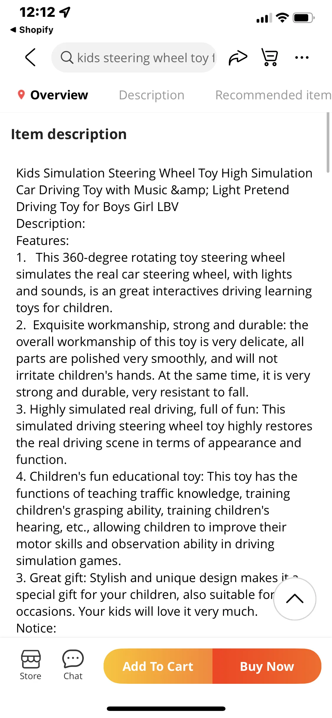 Kids Simulation Steering Wheel Toy Car Driving Toy with Music Light Pretend Driving Toy