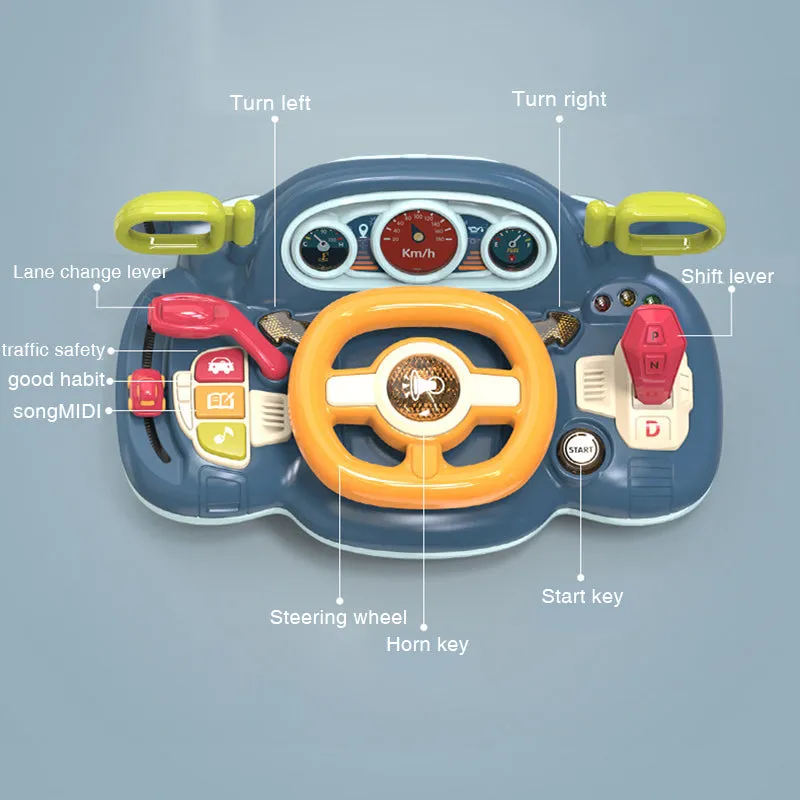 Kids Simulation Steering Wheel Toy Car Driving Toy with Music Light Pretend Driving Toy