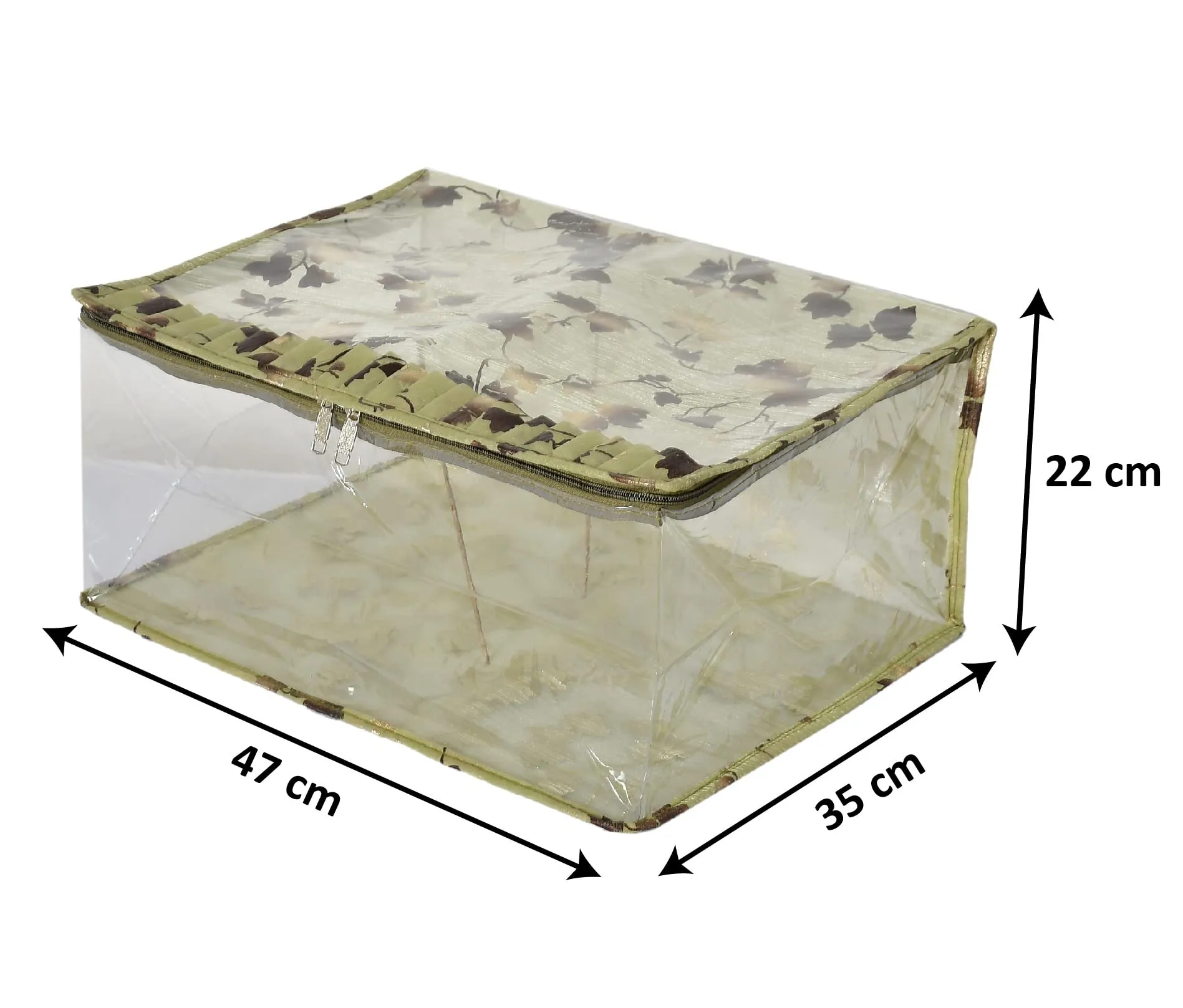 Kuber Industries Leaf Printed Laminated Transparent Waterproof Storage Bag/Organiser/Underbed For Saree, Lahenga, Cloths, Bedsheets- Pack of 2 (Green)-HS43KUBMART26130