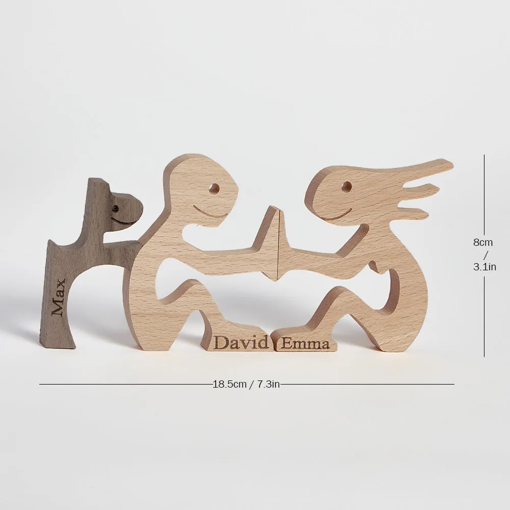 Love Couple and Dog Wooden Blocks Custom Names Table Decor Vallentine's Day Gifts