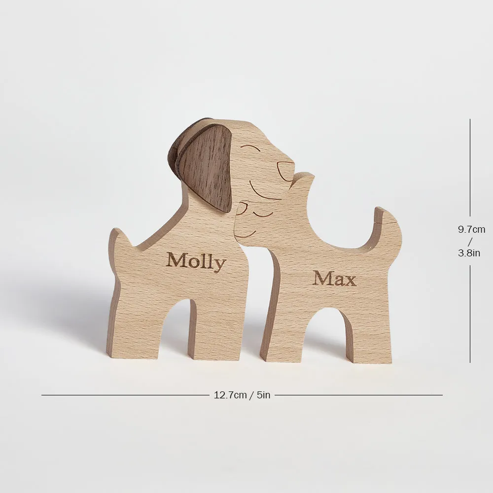 Love Couple Dog Wooden Blocks Custom Name Table Decor Vallentine's Day Gifts