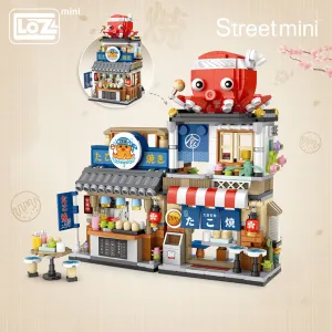 LOZ Mini Building Blocks Japanese Mini Street View folding food street Octopus barbecue ice shop assembly building block toys