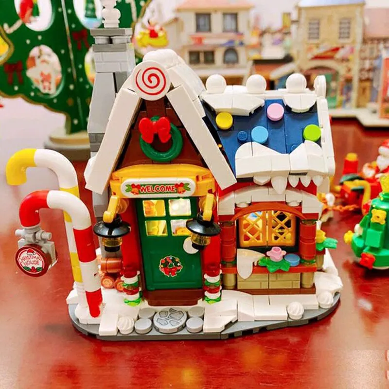 LOZ Mini Christmas Santa Claus House Model Building Block With Snowman Dolls Architecture Bricks DIY Christmas Toy Kid Gifts