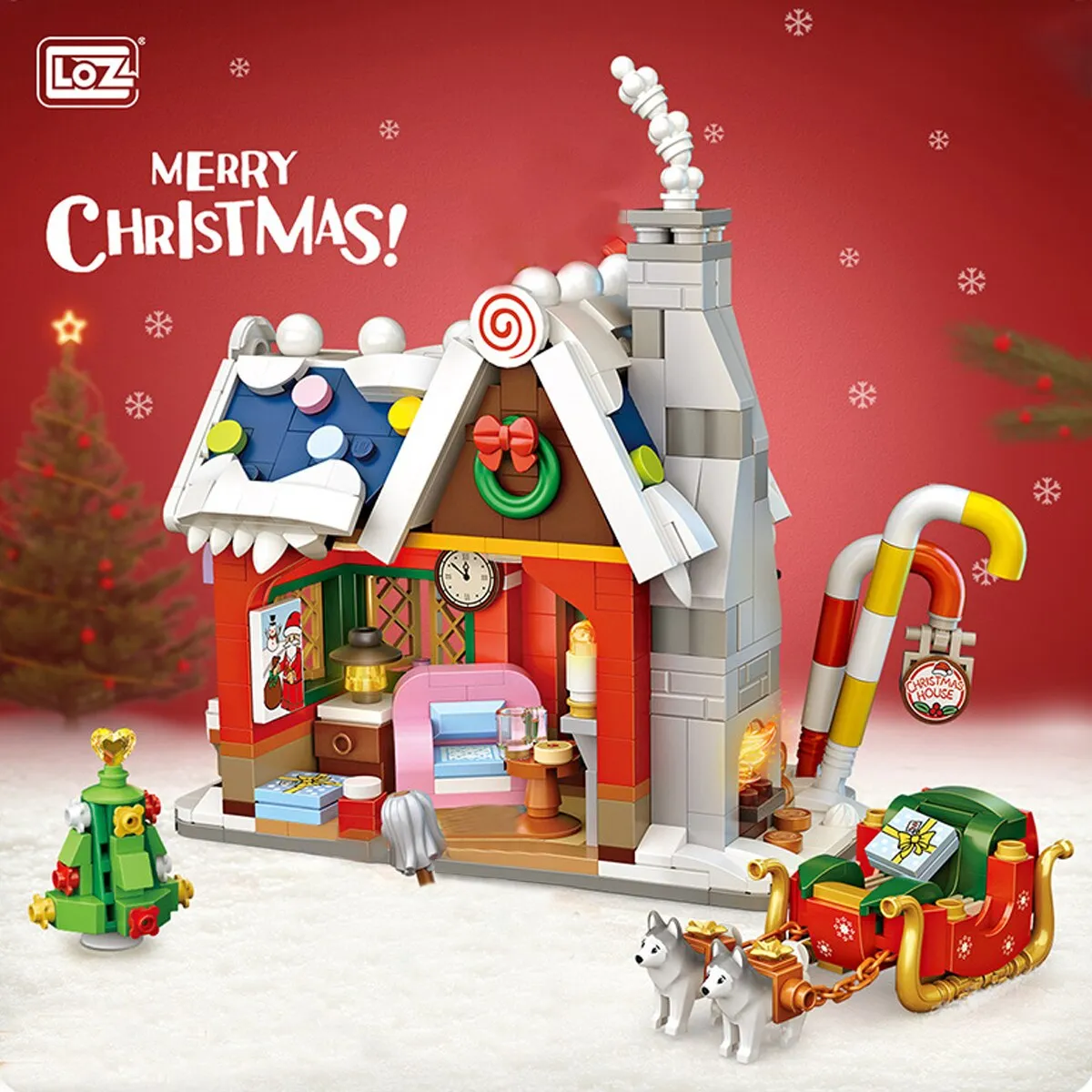 LOZ Mini Christmas Santa Claus House Model Building Block With Snowman Dolls Architecture Bricks DIY Christmas Toy Kid Gifts