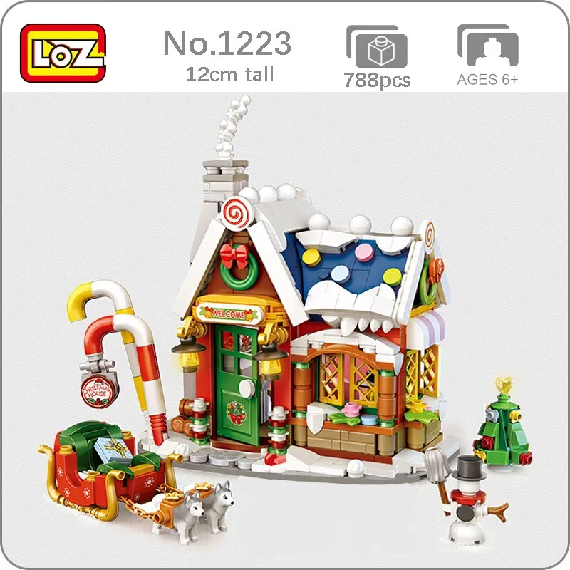 LOZ Mini Christmas Santa Claus House Model Building Block With Snowman Dolls Architecture Bricks DIY Christmas Toy Kid Gifts