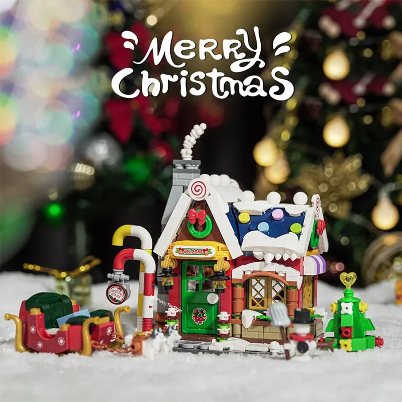 LOZ Mini Christmas Santa Claus House Model Building Block With Snowman Dolls Architecture Bricks DIY Christmas Toy Kid Gifts