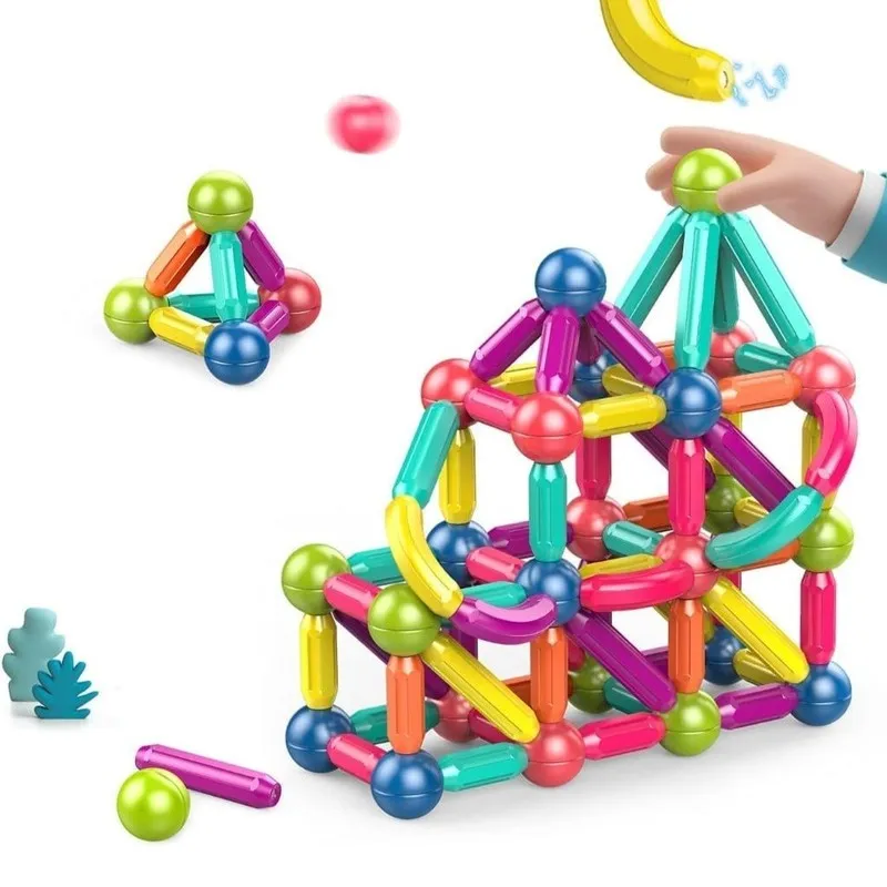 Magnetic Bars and Balls 64 Pcs