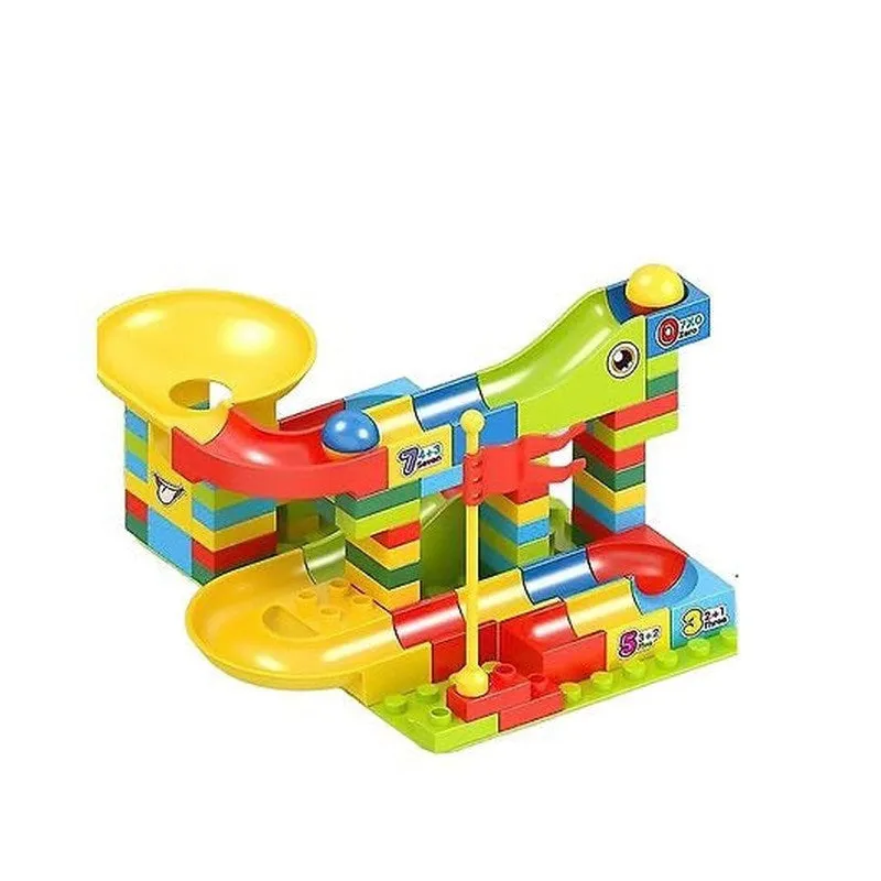 Marble Run Race Track Building Blocks and Brick Educational Toy For Kids Pack of 91 Pieces (Assorted Colour)