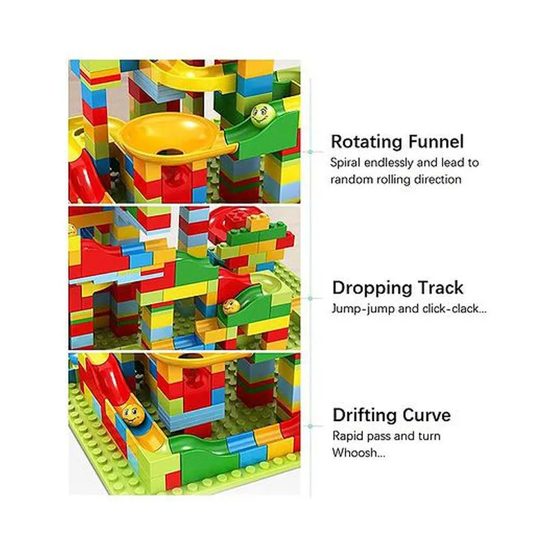 Marble Run Race Track Building Blocks and Brick Educational Toy For Kids Pack of 91 Pieces (Assorted Colour)