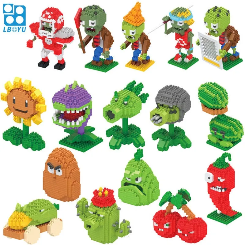 mini building blocks Toys Diamond Granules assembled building blocks  Plant cartoon Zombies gifts