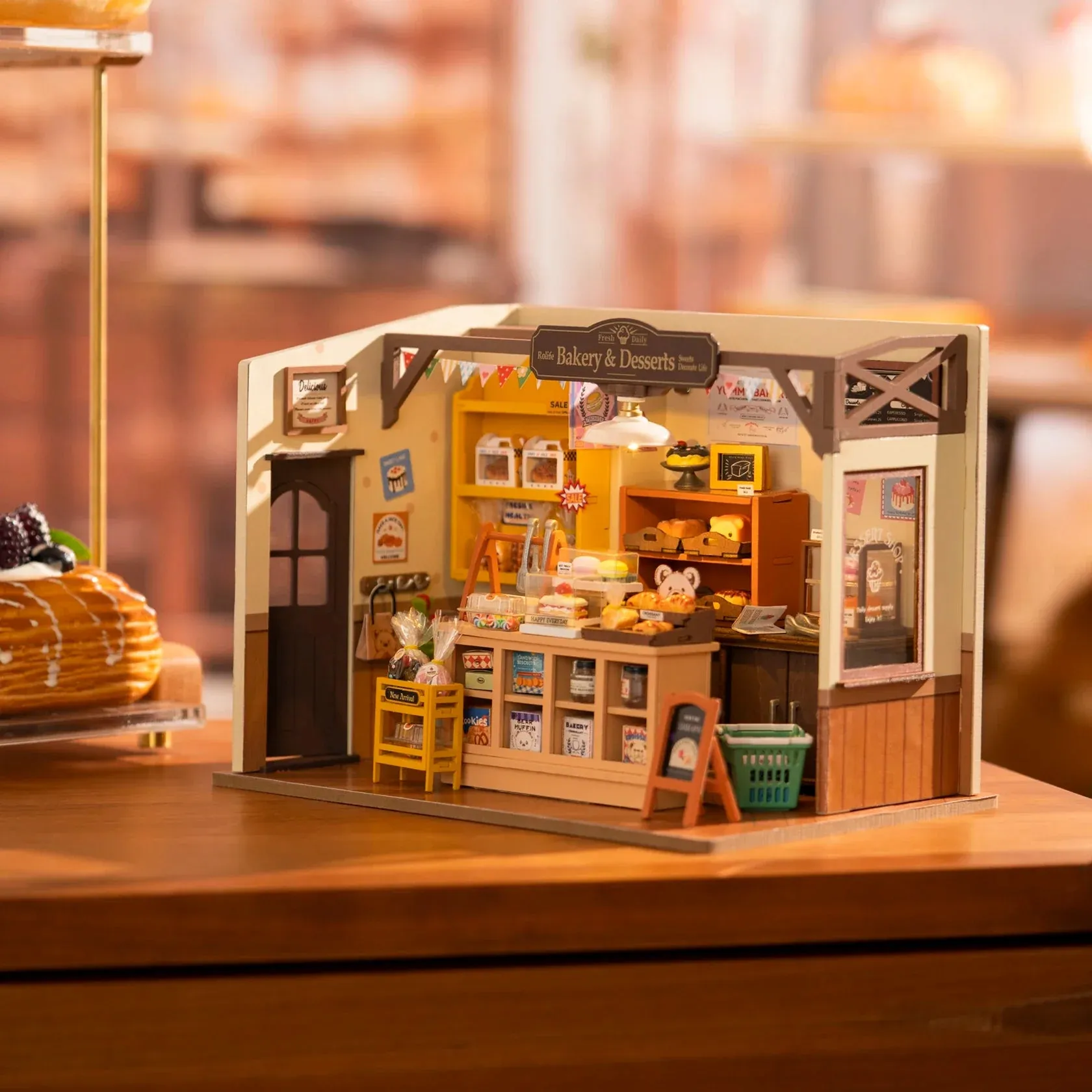 Miniature Cafe Wooden Assembly DIY Bakery Kit