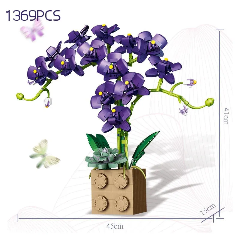 Moc Bouquet Orchid block flower Succulents Potted Building Blocks FIT for 10311  Romantic Kit Assembly Building Toy girl gift