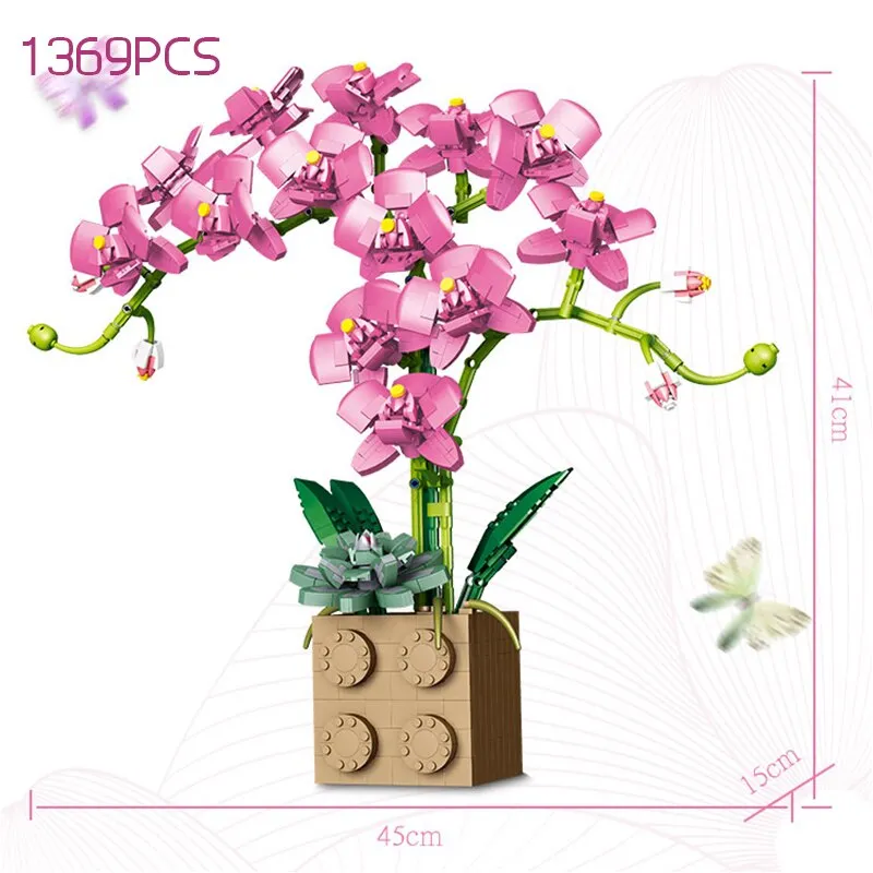 Moc Bouquet Orchid block flower Succulents Potted Building Blocks FIT for 10311  Romantic Kit Assembly Building Toy girl gift