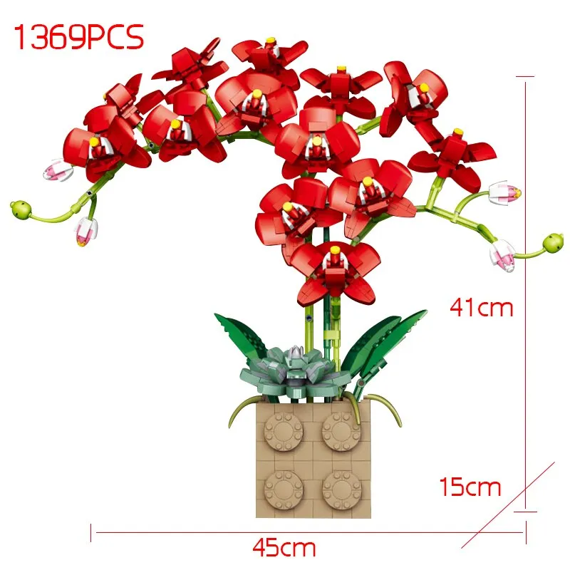 Moc Bouquet Orchid block flower Succulents Potted Building Blocks FIT for 10311  Romantic Kit Assembly Building Toy girl gift