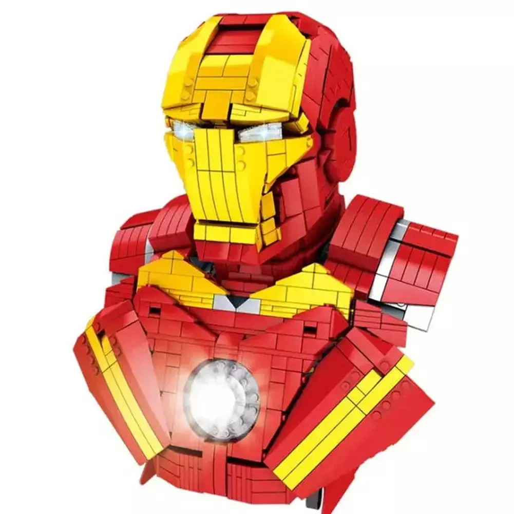 MOC  Compatible  1383pcs  Iron Man Busts Building Block Hero Bricks Toys Figure DIY 3D Model For Kids Collection  Remote Control Version