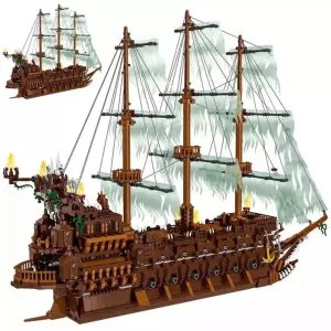 MOC  Compatible  3658 Pcs Netherlands Oversized Pirate Boat Ship Building Blocks MOC Flying Dutchman Ship Model Bricks toys Kids