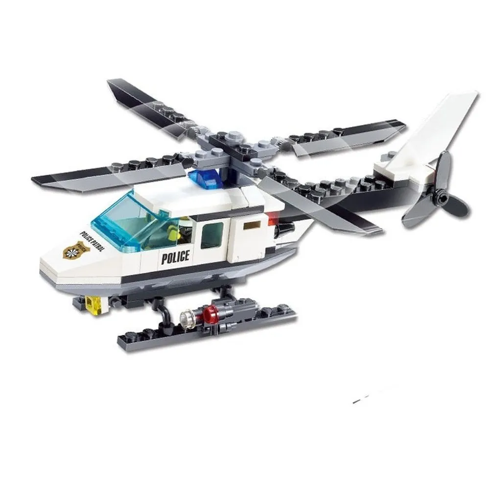 MOC  Compatible  City Police Helicopter Car SWAT Plane Carrier Vehicle MOC Airaft Building Blocks Bricks Classic Model Toy For Kids