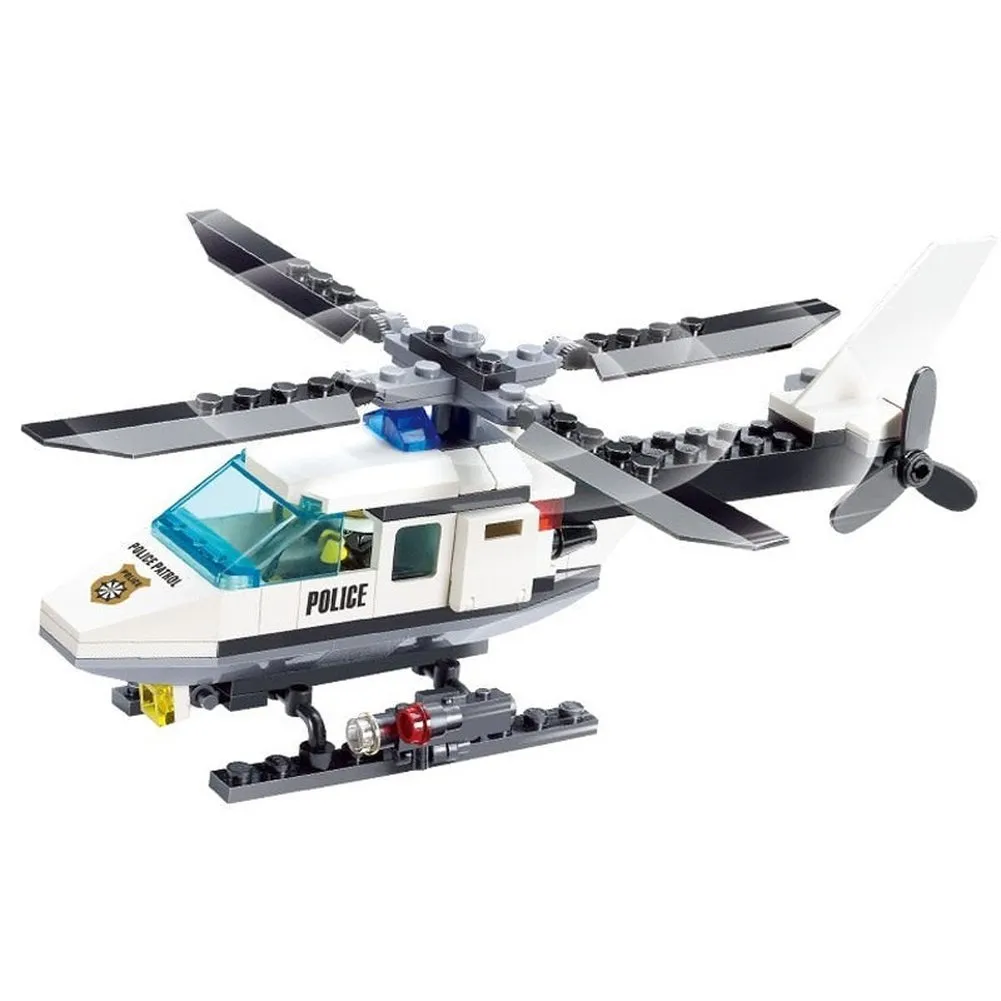 MOC  Compatible  City Police Helicopter Car SWAT Plane Carrier Vehicle MOC Airaft Building Blocks Bricks Classic Model Toy For Kids