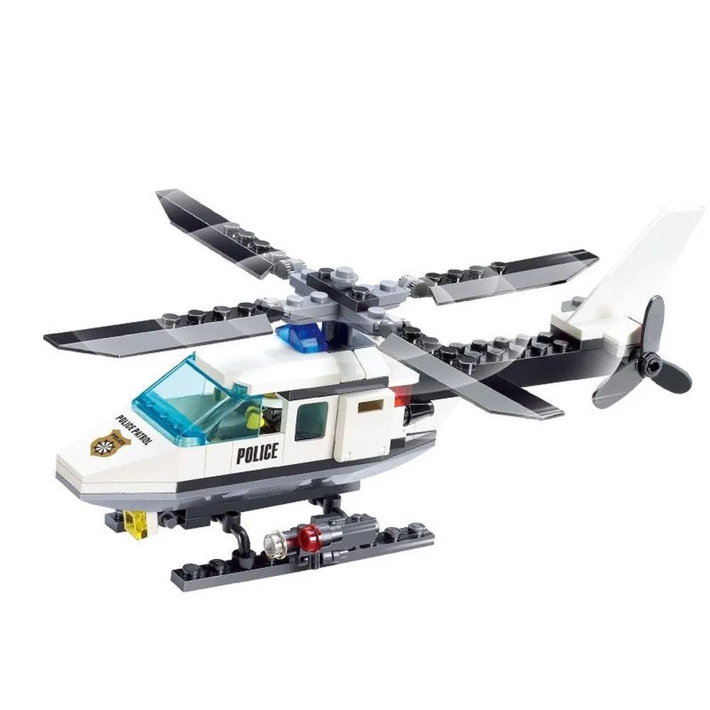 MOC  Compatible  City Police Helicopter Car SWAT Plane Carrier Vehicle MOC Airaft Building Blocks Bricks Classic Model Toy For Kids